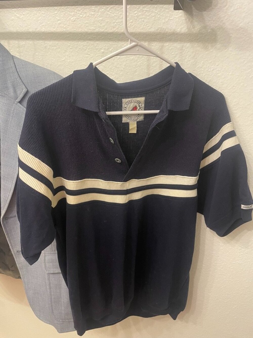 Greenline International Golf Polo Navy with White stripe, S